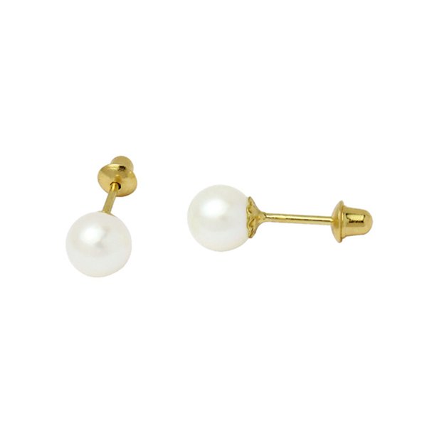 Brinco em Ouro 18K com Pérola 7mm Brinco em Ouro 18K com Pérola 7mm