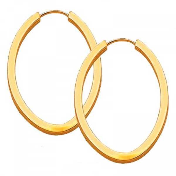 Brinco em Ouro 18K Argola Oval 18mm Brinco em Ouro 18K Argola Oval 18mm