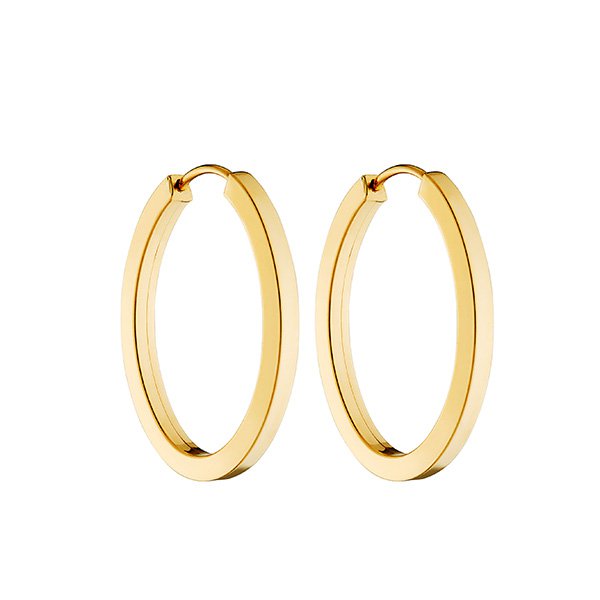 Brinco em Ouro 18K Argola Oval 25mm Brinco em Ouro 18K Argola Oval 25mm