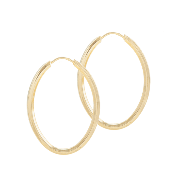 Brinco em Ouro 18K Argola Oval de 25mm Brinco em Ouro 18K Argola Oval de 25mm