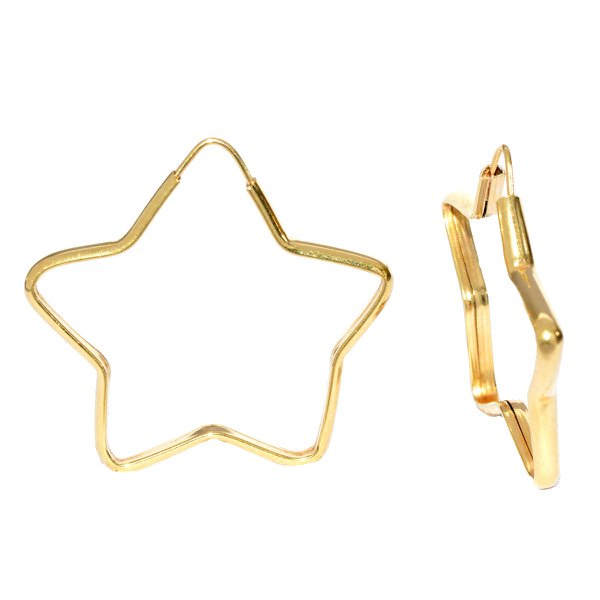 Brinco em Ouro 18K Argola Estrela de 25mm Brinco em Ouro 18K Argola Estrela de 25mm