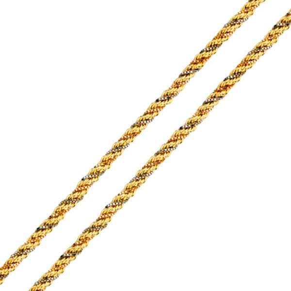 Corrente em Ouro 18K Corda 3 Ouros de 2,3mm com 40cm Corrente em Ouro 18K Corda 3 Ouros de 2,3mm com 40cm