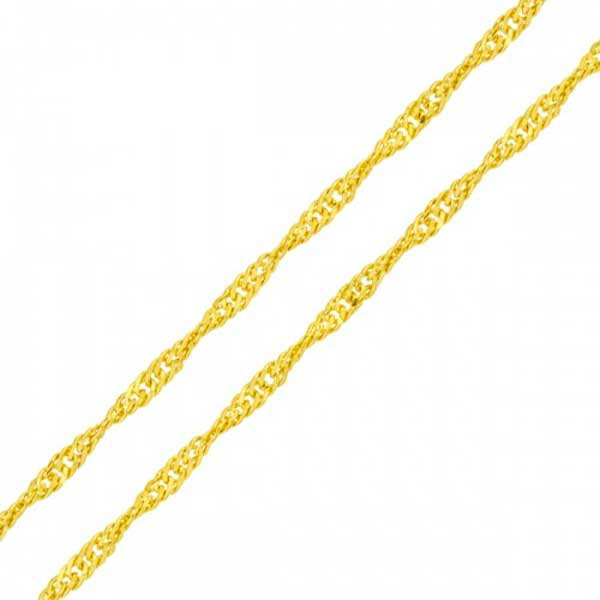 Corrente em Ouro 18k Infantil Malha Singapura de 0,9mm com 36cm Corrente em Ouro 18k Infantil Malha Singapura de 0,9mm com 36cm