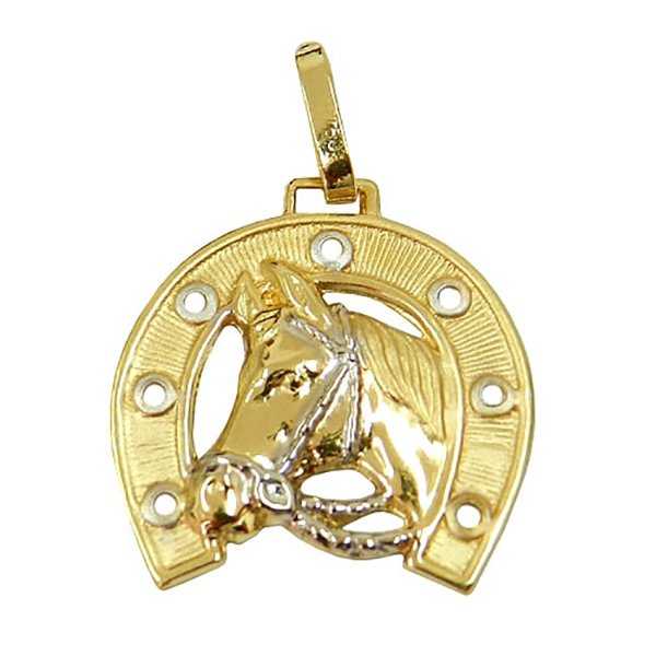 Pingente em Ouro 18K Cavalo com Ferradura 22mm Pingente em Ouro 18K Cavalo com Ferradura 22mm
