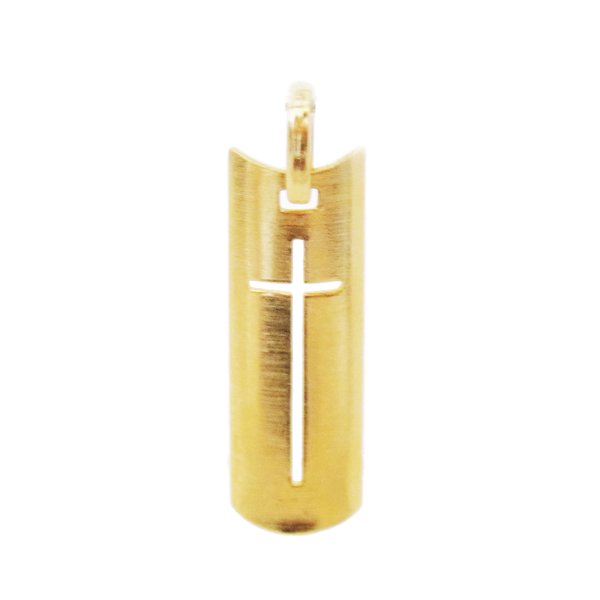 Pingente em Ouro 18K Placa com Cruz de 27mm Pingente em Ouro 18K Placa com Cruz de 27mm