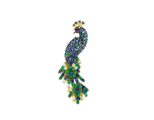 Pingente em Ouro 18K Pavão cravejado de Zircônias Pingente em Ouro 18K Pavão cravejado de Zircônias
