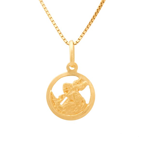 Corrente em Ouro 18K Veneziana de 40cm com Pingente de São Jorge Corrente em Ouro 18K Veneziana de 40cm com Pingente de São Jorge