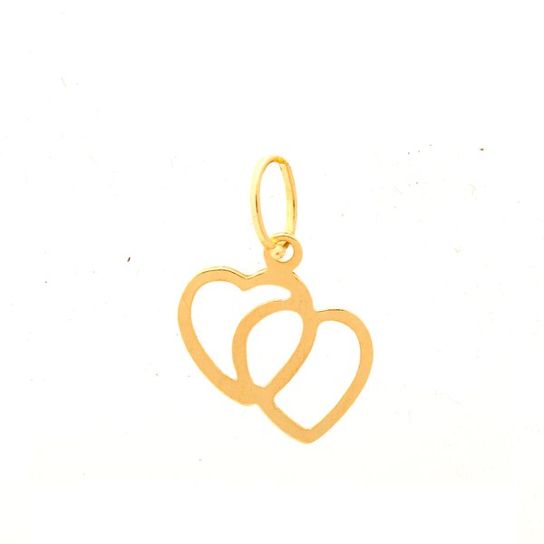 Pingente em Ouro 18K Coração Duplo Pingente em Ouro 18K Coração Duplo