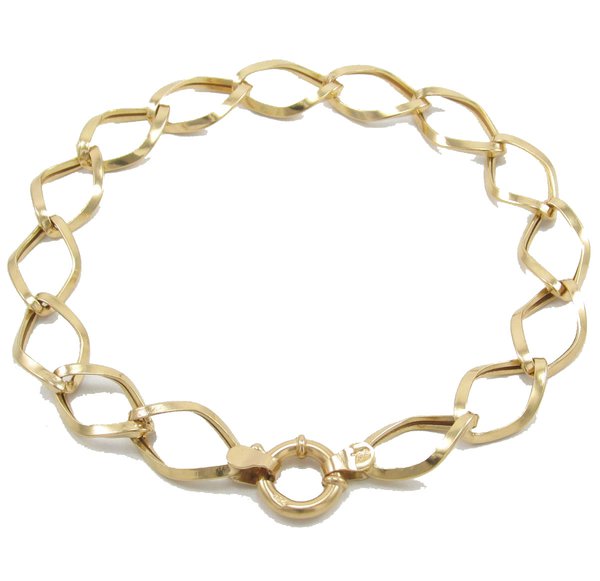 Pulseira em Ouro 18K Losangos de 7,5mm com 19cm Pulseira em Ouro 18K Losangos de 7,5mm com 19cm