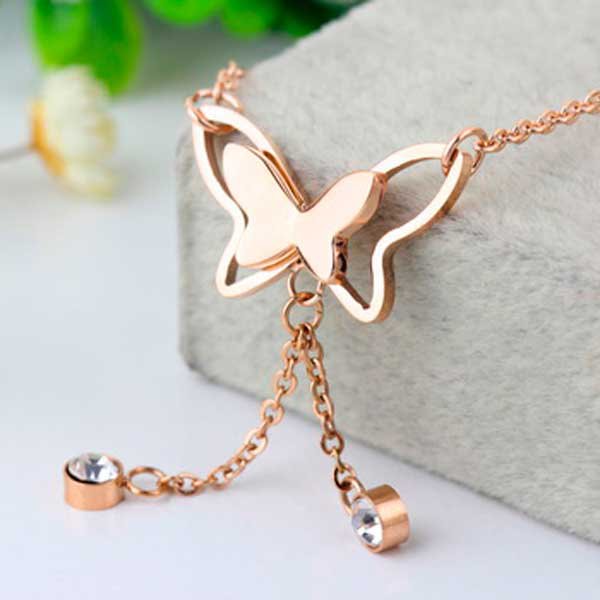 Tornozeleira em Ouro 18K Borboleta com 24cm Tornozeleira em Ouro 18K Borboleta com 24cm
