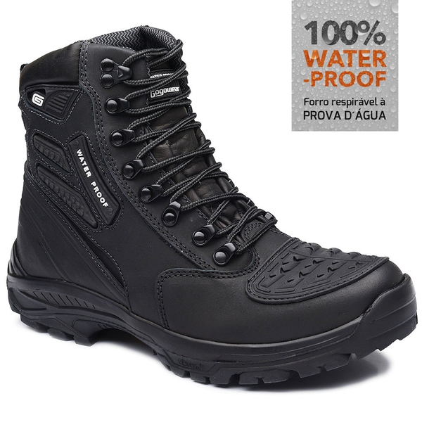 Bota Coturno Motociclista Impermeável Gogowear 100% Couro ref Roadstar cor Preto