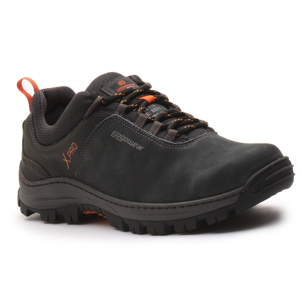 Tenis Anti-Torção Segurança EPI CA Gogowear 100% Couro ref Hard Concreto - Cinza Preto