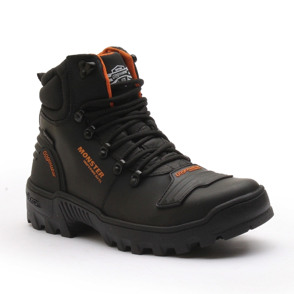 Bota Motorcycle Impermeável Gogowear VIBRAM 100% Couro ref Monster Preto - Laranja