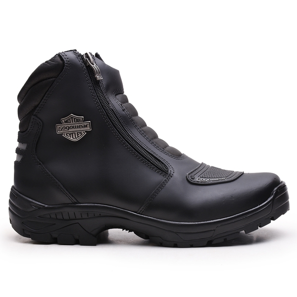 Bota Coturno Motocycle Gogowear 100% Couro ref Route 500 Motor cor Preto 