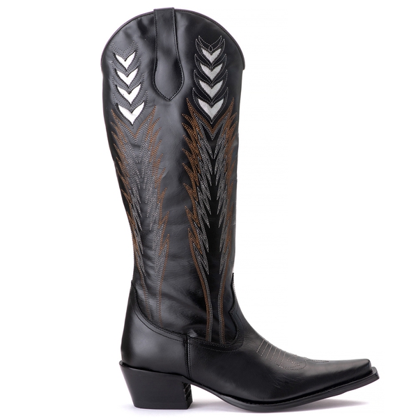 Bota Feminina Texana Tucson - Couro Preto - Solado P51 Liso Preto