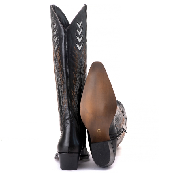 Bota Feminina Texana Tucson - Couro Preto - Solado P51 Liso Preto