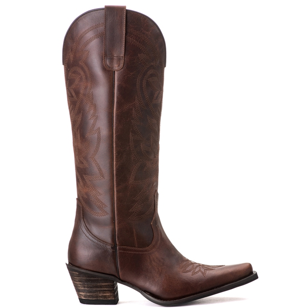 Bota Feminina Texana Tucson - Couro Euro Texas Wisky - Solado P51 Rústico Café