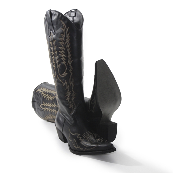 Bota Feminina Texana Tucson - Couro Preto - P52 Rustico Preto