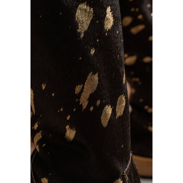 Bota Feminina Texana Tucson - Couro Pelo Vaca Preta -Solado P52 Rústico Natural