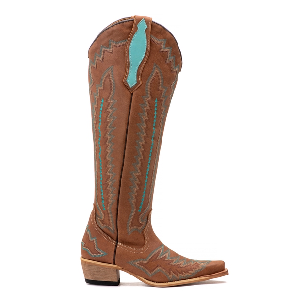 Bota Feminina Texana Tucson - Couro Tucson Caramelo -Solado P52 Rústico Natural