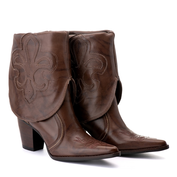 Bota Feminina Texana - Couro Firenze Café - Solado 131 Liso Café