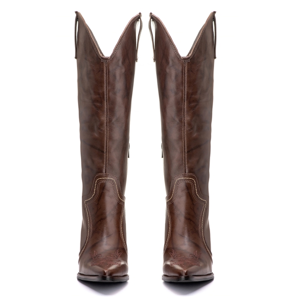 Bota Feminina Texana - Couro Firenze Café - Solado 131 Liso Café