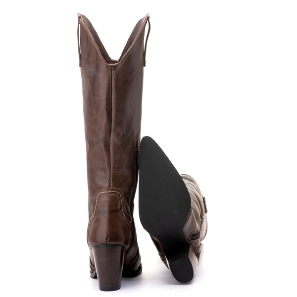 Bota Feminina Texana - Couro Firenze Café - Solado 131 Liso Café