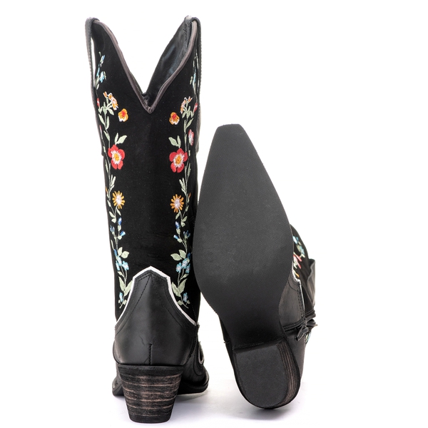 Bota Feminina Texana Tucson - Couro Camurça preto - Solado P51 Rústico Preto