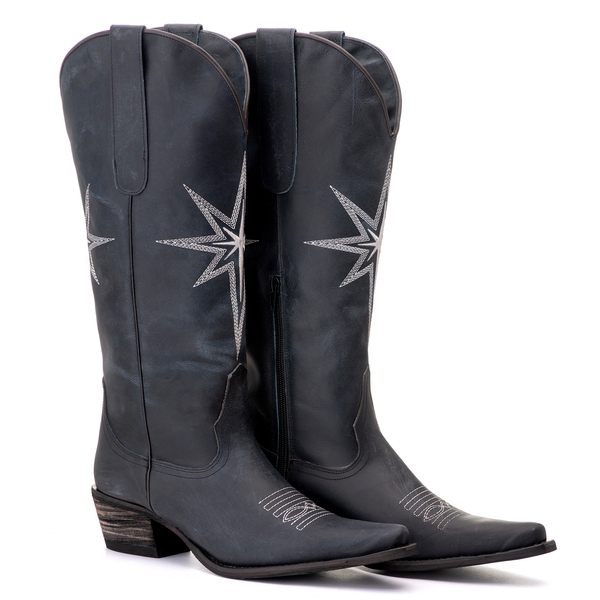 Bota Feminina Texana Tucson - Couro Tucson Roxo - Solado P52 Rústico Preto