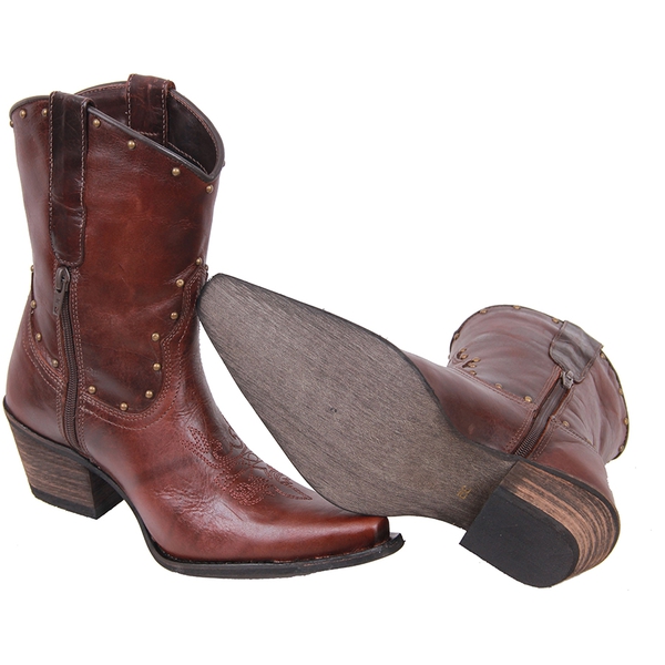 Bota Feminina Tucson - Couro Atlanta Castanho - Solado P51 Rústico Café