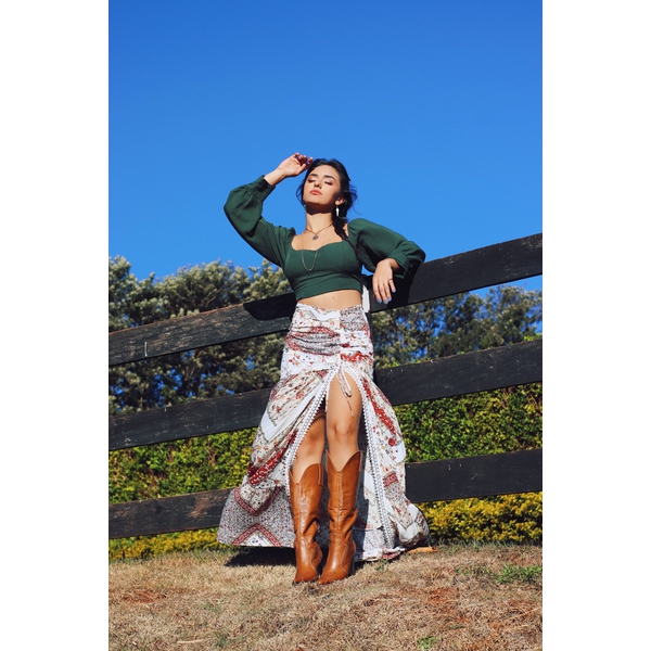 Bota Feminina Texana - Couro Firenze Caramelo - Solado 131 Liso Café