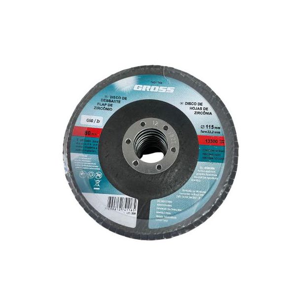 DISCO DE DESBASTE FLAP DE ZIRCONIO GRÃO 60 115X22 MM GROSS