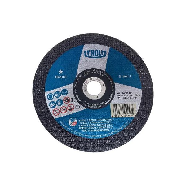 Kit 10 Discos de Corte 7 Basic 178x1,6x22,23 Aço Inox Tyrolit