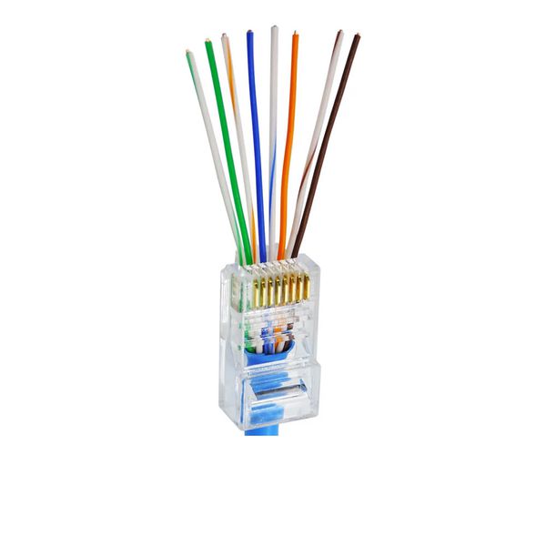 CONECTOR MACHO RJ45 CAT5E DE PASSAGEM INTERNET - PCT 10 UND