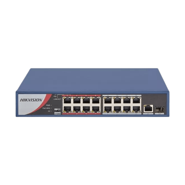 SWITCH 16 PORTAS POE 10 100 1000 DS-3E1318P EI/M HIKVISION