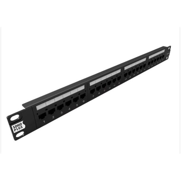 PATCH PANEL SOHO PLUS CAT 6 24 PORTAS COM GUIA