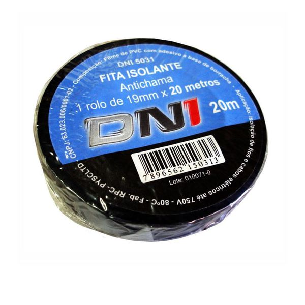 FITA ISOLANTE PVC PRETA 20 M ANTI CHAMAS