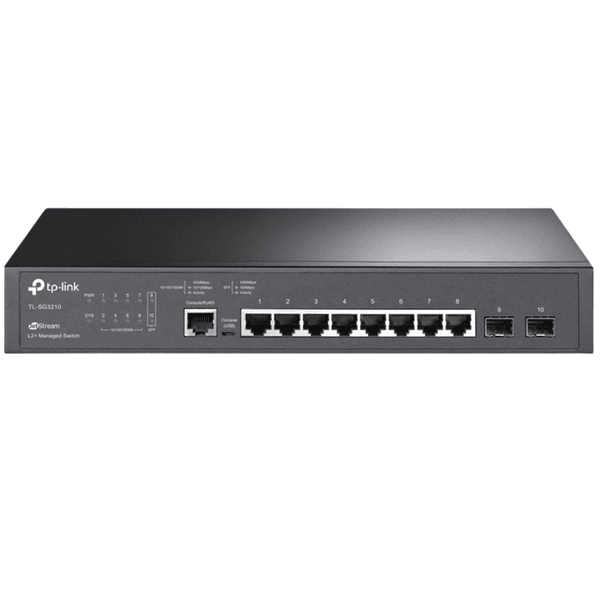 SWITCH GERENCIÁVEL L2+ TP-LINK TL-SG3210 8 PORTAS GIGABIT + 2 SLOTS SFP