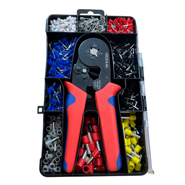 KIT ALICATE CRIMPADOR HSC8 6-4A + CX ORGANIZADORA COM 1200 TERMINAIS