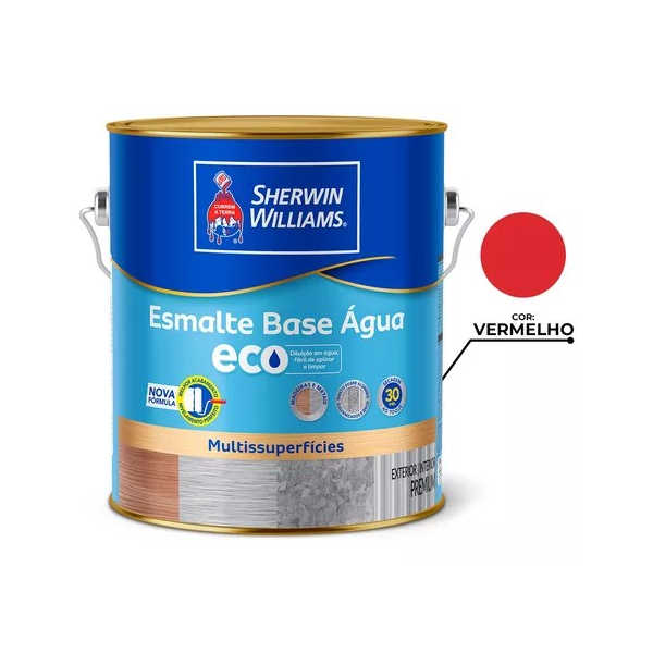 ESMALTE BASE D AGUA BRILHANTE VERMELHO 3,6L