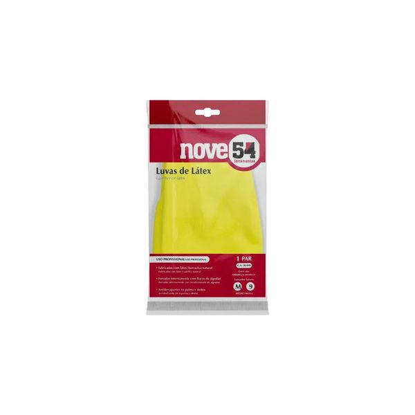 NOVE54 LUVA LATEX AMARELA COM FORRO TAM M