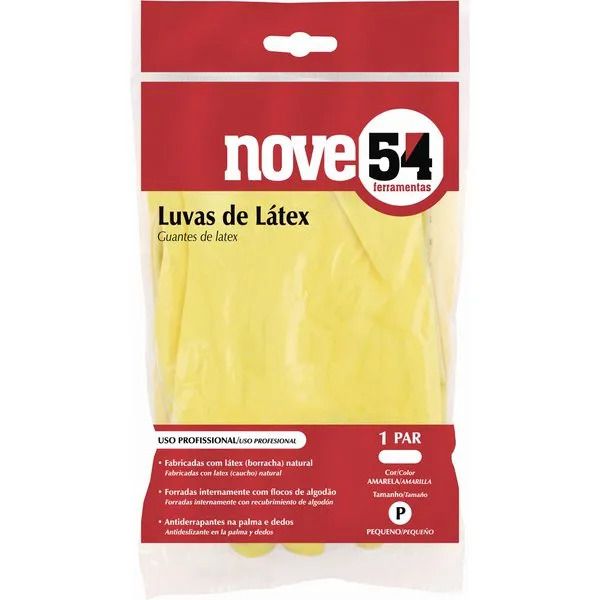 NOVE54 LUVA LATEX AMARELA COM FORRO TAM P