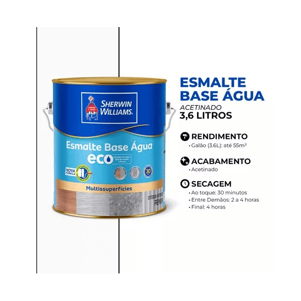 ESMALTE BASE D AGUA ACETINADO BRANCO 3,6L