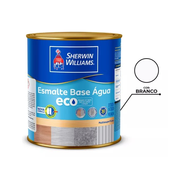 ESMALTE BASE D AGUA BRILHANTE BRANCO 3,6L