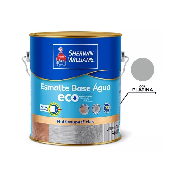 ESMALTE BASE D AGUA BRILHANTE PLATINA 3,6L