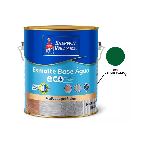 ESMALTE BASE D AGUA BRILHANTE VERDE FOLHA 3,6L