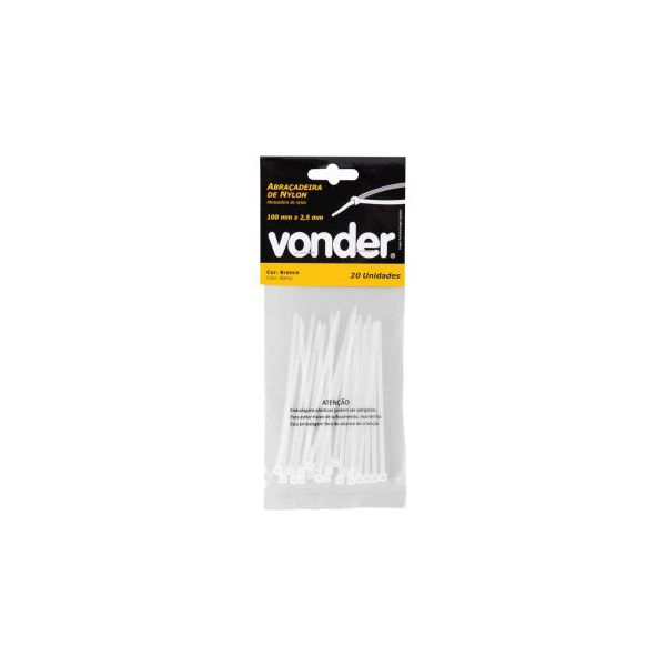 VONDER ABRAÇADEIRA NYLON 100X2,5 BRANCA 20PÇS