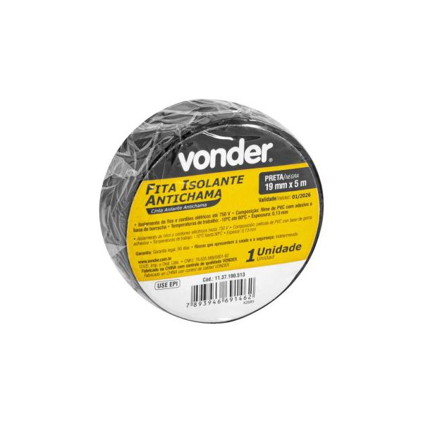 VONDER FITA ISOLANTE PRETA 19MMX05M 
