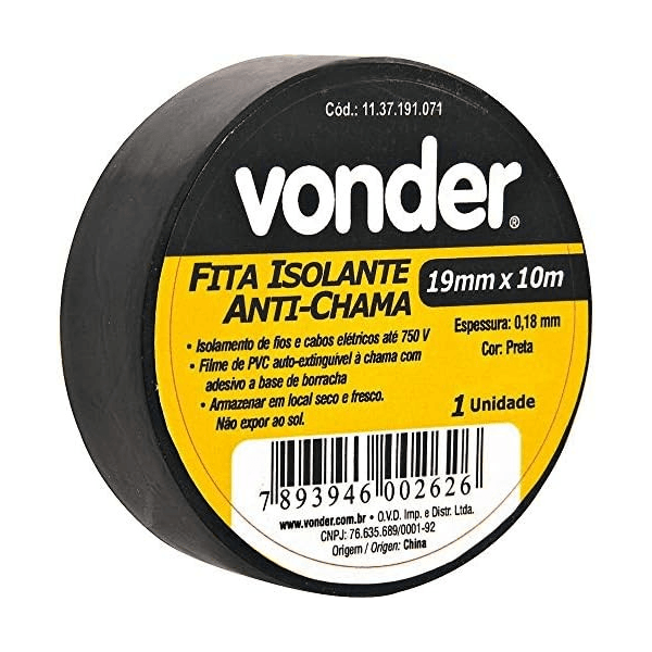 VONDER FITA ISOLOLANTE PRETA 19MMX10M 
