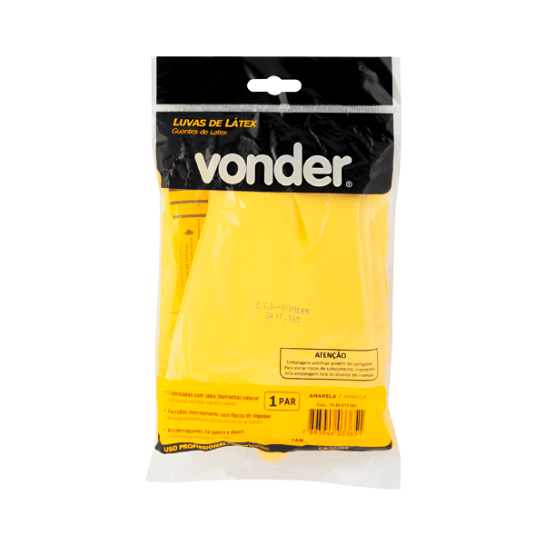 VONDER LUVA LATEX AMARELA C/FORRO TAM M